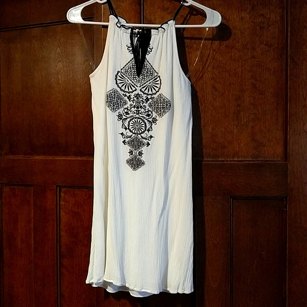 Black and white embroidered dress